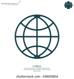 The globe icon. Globe symbol. Flat Vector illustration