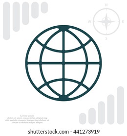 The globe icon. Globe symbol. Flat Vector illustration