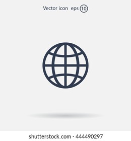 The globe icon. Globe symbol. Flat Vector illustration