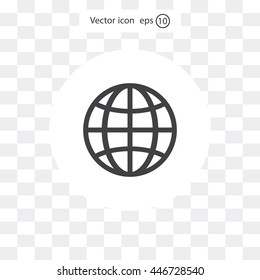 The globe icon. Globe symbol. Flat Vector illustration