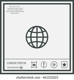 The globe icon. Globe symbol. Flat Vector illustration