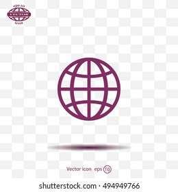 The globe icon. Globe symbol. Flat Vector illustration