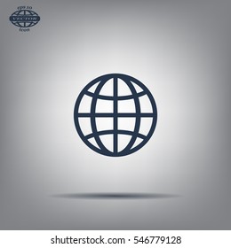 The globe icon. Globe symbol. Flat Vector illustration