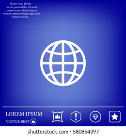 The globe icon. Globe symbol. Flat Vector illustration