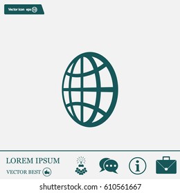 The globe icon. Globe symbol. Flat Vector illustration