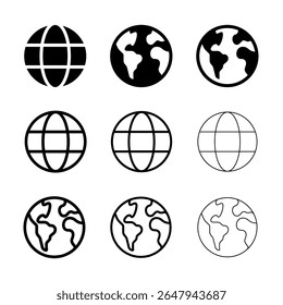 Globe icon symbol set. Globe earth icons. Web icon set vector. website, homepage icon set