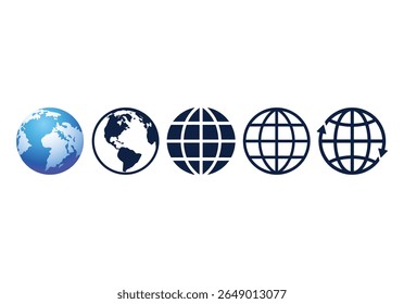 Globe icon symbol set. Globe earth icons. Web icon set vector. website, homepage icon set