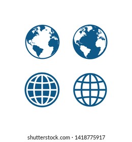 Globe Icon Symbol Set, Web Icon Set Vector. Website, Homepage Icon Set