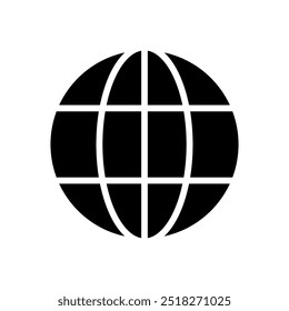 Globe icon symbol. Simple global graphic. Abstract world representation. Minimalistic earth design.