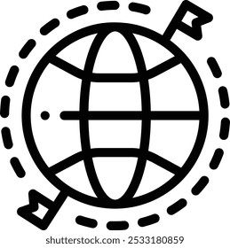 ícone do globo terrestre. Design De Estilo Linear Fino Isolado Em Plano De Fundo Branco