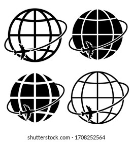 globe icon travel around earth planet vector illustration