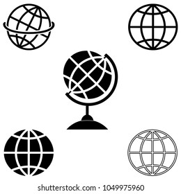 Globe Icon in trendy flat style Isolated on white white background. The global symbol of a global network for the design of a website, logo, application, user interface.