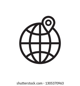 globe icon in trendy flat style, map pin icon 