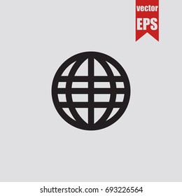 Globe icon in trendy isolated on grey background.Vector illustration.