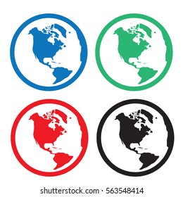 Globe icon in various colors
