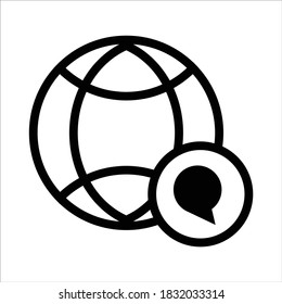 globe icon vector. globe with chat icon. outline style icon vector concept