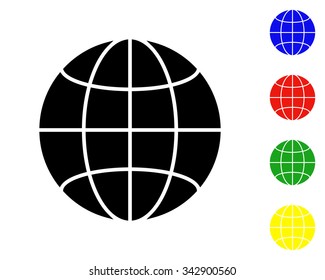globe icon - vector colored set