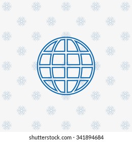 Globe. icon. vector design snowflakes on a white background