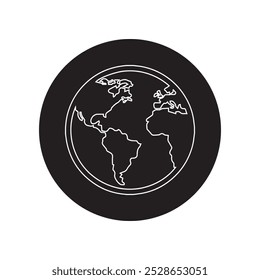 Globe icon vector. Earth logo design. Planet vector icon illustration in circle isolated on white background