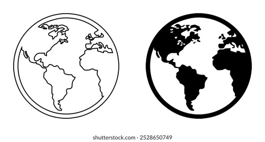 Vetor de ícone de globo. Vetor do símbolo da Terra. Ilustração de ícone de vetor de planeta isolada no fundo branco