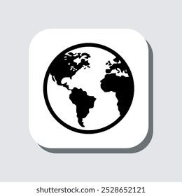 Globe icon vector. Earth sign symbol in trendy flat style. Planet vector icon illustration in square isolated on gray background