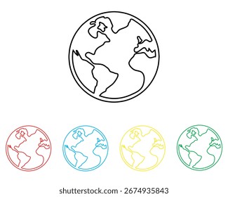 Vetor de ícone de globo. Símbolo de sinal de ícone da Terra em estilo plano da moda. Definir elementos em ícones coloridos. Ilustração de ícone de vetor de planeta isolada no fundo branco
