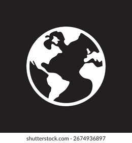 Vetor de ícone de globo. Vetor do símbolo da Terra. Ilustração de ícone de vetor de planeta isolada no plano de fundo preto