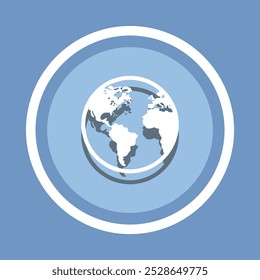 Globe Icon Vector. Earth icon vector in trendy flat style. Planet icon image, Planet icon illustration isolated on blue background