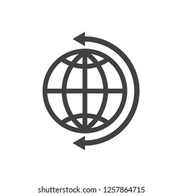 globe Icon Vector flat design style. Arrow icon around the globe.