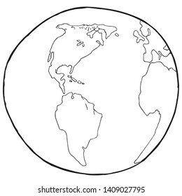 Globe icon. Vector illustration of globe america. Globe, Earth, map hand drawn.