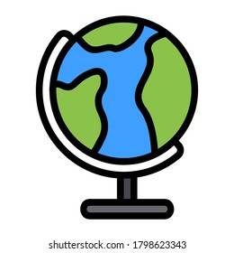 Globe icon vector illustration in Filled Line style for any projects, use for website mobile app presentation