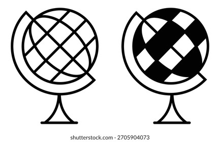 Globe icon, vector illustration. Flat style earth globe icons isolated on white background. Simple globe or earth filled, outline vector symbol website logo design.