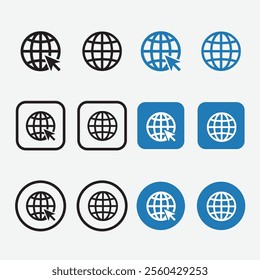 Globe Icon vector illustration, Go to web symbol icon, www symbol, Web icon, website, homepage icon set, earth clip art, globe symbol isolated white background