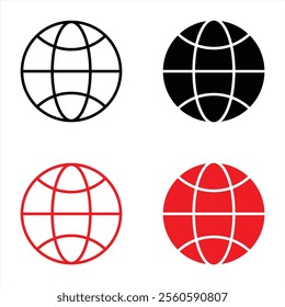 Globe Icon vector illustration, Go to web symbol icon, www symbol, Web icon, website, homepage icon set, earth clip art, globe symbol isolated white background