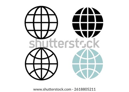 Globe Icon vector illustration, go to web symbol icon, www symbol, Web icon, website, homepage icon set, earth clip art, globe symbol isolated white background.