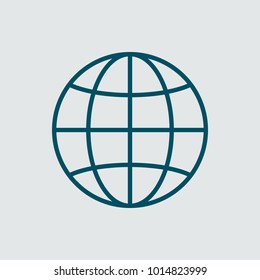 Globe icon vector illustration. Linear symbol with thin outline. The thickness is edited. Minimalist style.