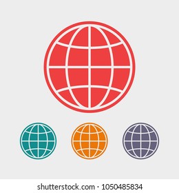 Globe icon vector illustration. Linear symbol with thin outline. The thickness is edited. Minimalist style.