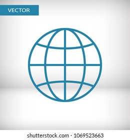 Globe icon vector illustration. Linear symbol with thin outline. The thickness is edited. Minimalist style.