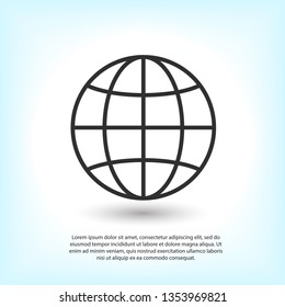 Globe icon vector illustration. Linear symbol with thin outline. The thickness is edited. Minimalist style.