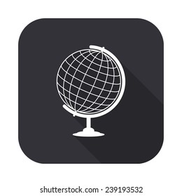 globe icon - vector illustration with long shadow isolated on gray