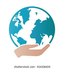 Globe Icon Vector Illustration on the white background. Earth on the hand.