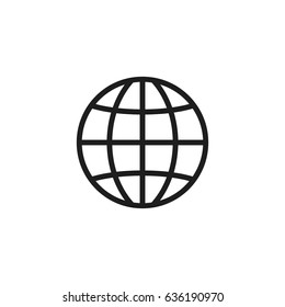 Globe icon vector illustration on light gray background.