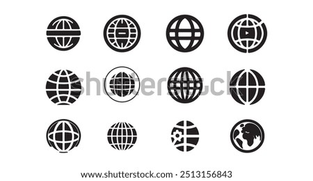Globe Icon Vector Image Collection, Web Browser Vector Icon Collection, Browser Internet Icon 