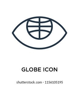 Globe icon vector isolated on white background. thin symbols or lined elements in outline style