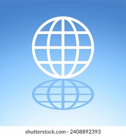 Globe icon. Vector icon isolated on blue background.
