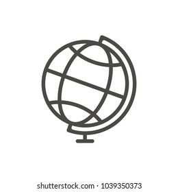Globe icon vector. Line earth symbol. Trendy flat world map outline ui sign design. Thin linear graphic pictogram for web site, mobile application. Logo illustration. Eps10.