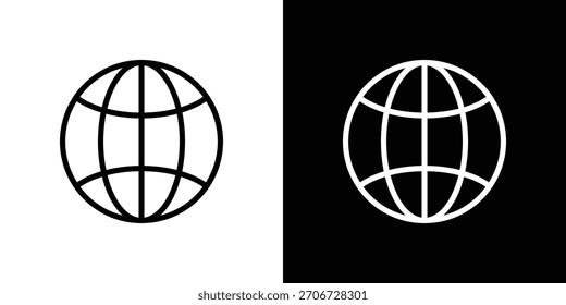 Globe icon. Vector linear icon isolated in black and white