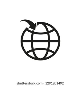 Globe icon vector logo template and arrow