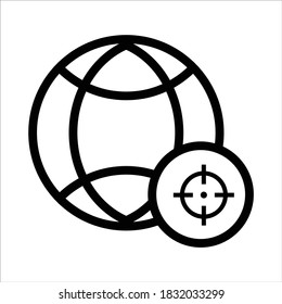globe icon vector. globe with love icon. outline style icon vector concept