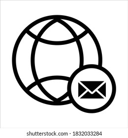 globe icon vector. globe with mail icon. outline style icon vector concept